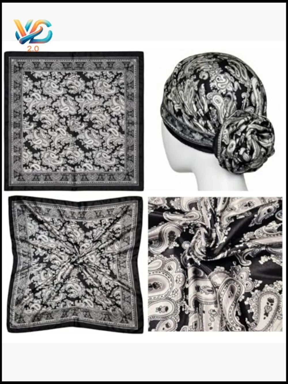 4 Piece Set Satin Square Scarves Neck Hair Head Scarf Bundle